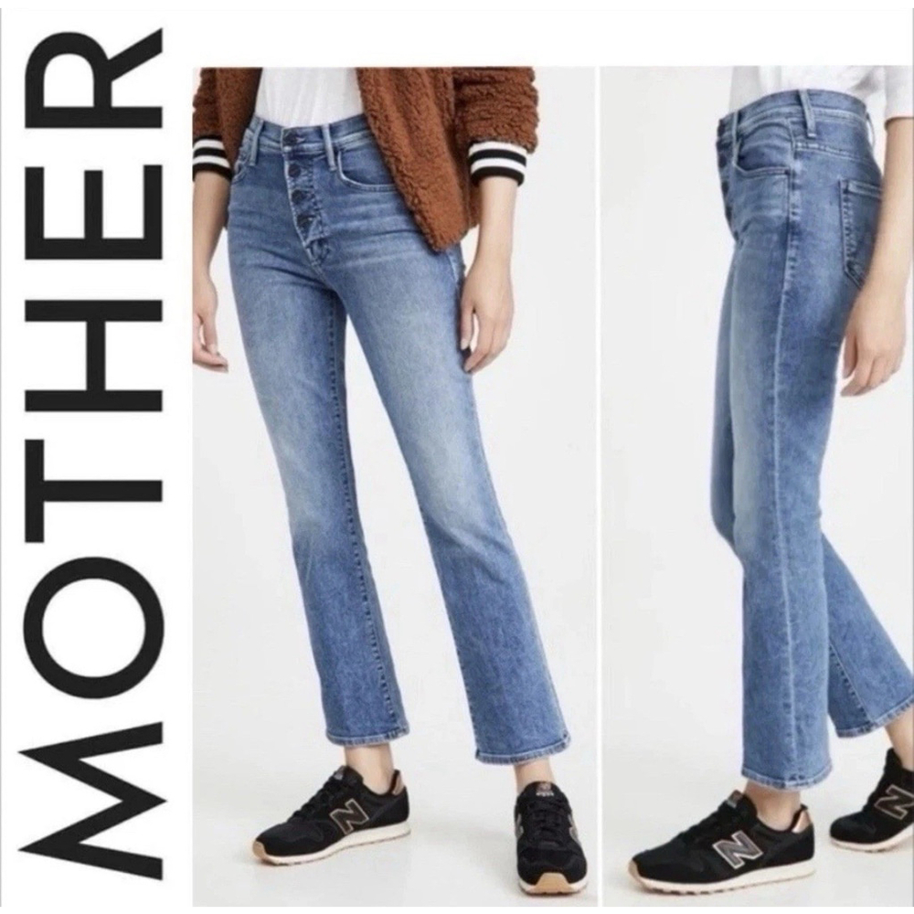 MOTHER The Pixie Insider Ankle Jeans Button Fly Mid Wash Group Bathing Size 27
